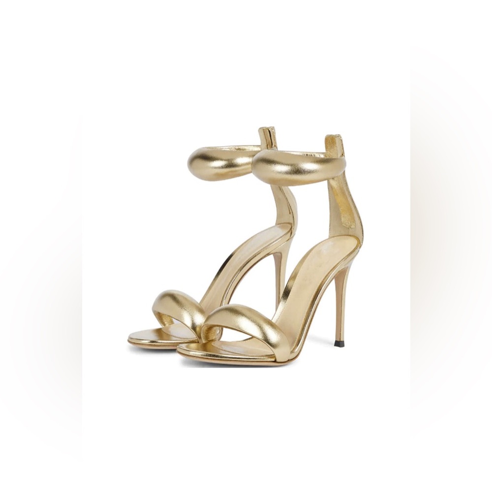 Micas Metallic Open Toe Ankle Strap High Heels - Picture 2 of 4